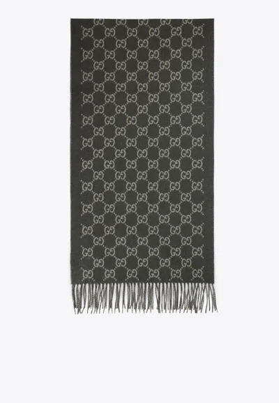 Gucci New Canvy Cashmere Scarf In Green
