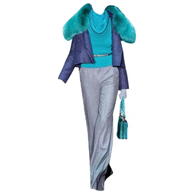 Pre-owned Gucci New  90th Anniversary Wool & Cashmere Runway Pants F/w 2011 Sz 40 In Blue