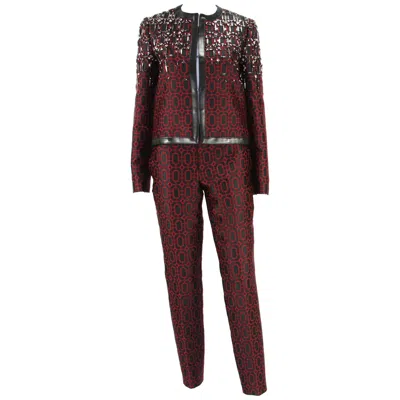 Pre-owned Gucci New  Beaded Embellished Black Burgundy Pant Suit It. 40 - Us 4/6 In Red