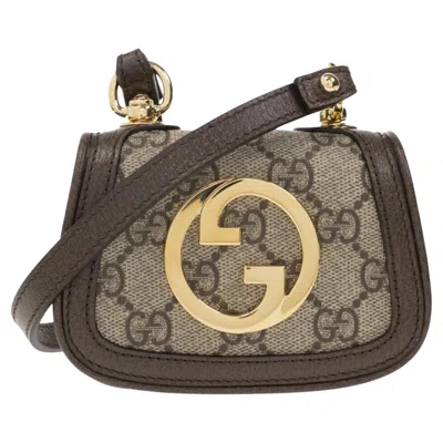 Pre-owned Gucci New  Blondie Gg Supreme Cardholder Mini Bag In Gray