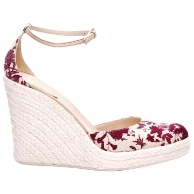 Pre-owned Gucci New  Cruise 2007 Runway Flora Wedge Espadrille Heels Sz 8 In Sand
