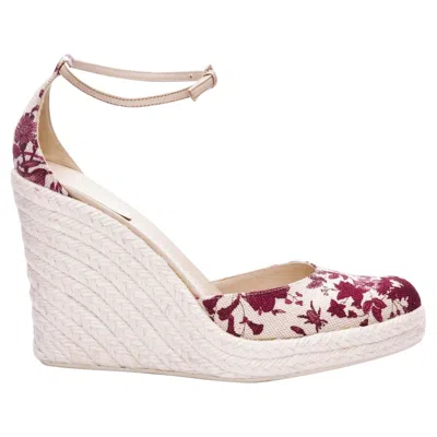 Pre-owned Gucci New  Cruise New 2007 Runway Flora Wedge Espadrille Heels Sz 9 In Sand