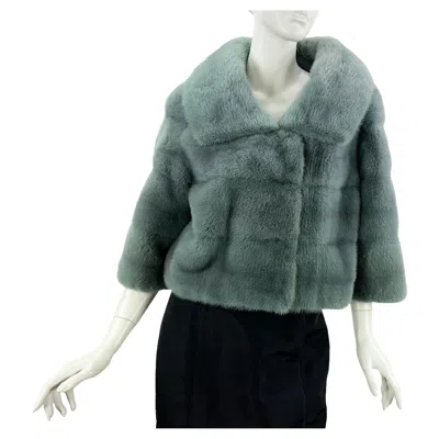 Pre-owned Gucci New  Gray Blue Mink Cape Jacket Italian 38