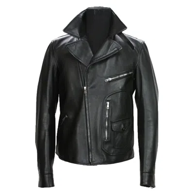 Pre-owned Gucci New  Men's Black Leather Moto Biker Jacket It.50 - Us 40