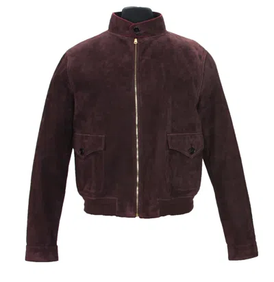 Pre-owned Gucci New  Men's Goat Suede Brown / Plum Bomber Jacket It 54 - Us 44