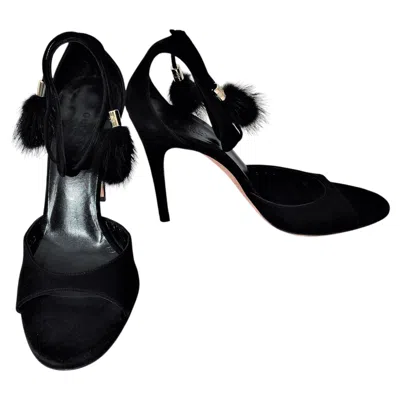 Pre-owned Gucci New  Mink Suede Heels Pumps Size 9 In Black