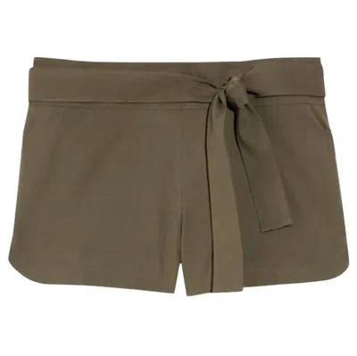 Pre-owned Gucci New  Olive Green Hot Pants Shorts With Bamboo Detail Belt 38