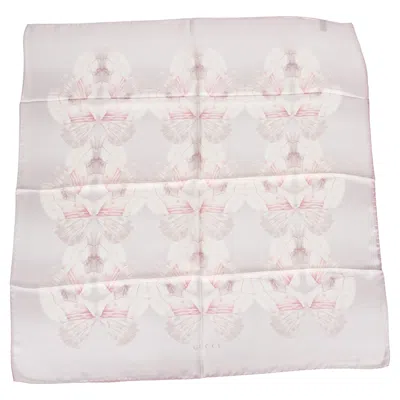 Pre-owned Gucci New  Pink Butterflies Silk Scarf