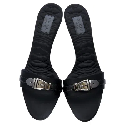 Pre-owned Gucci New  Quilted Satin Buckle Horsebit Heels Sz 9.5 In Black