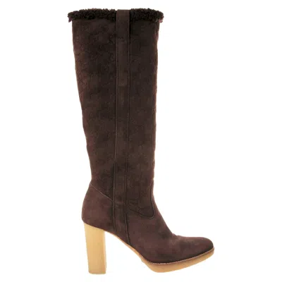 Pre-owned Gucci New  Shearling Gg Ssima Logo Boots Sz 10 In Black