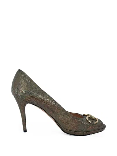 Pre-owned Gucci New Hollywood Horsebit Pumps In Grey