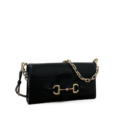 Gucci Horsebit Ristretto Medium Shoulder Bag In Black