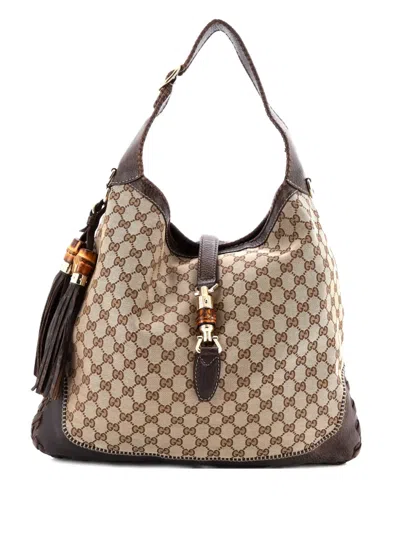 Pre-owned Gucci New Jackie Bag Gg Canvas Large Hobo Bag In Neutral