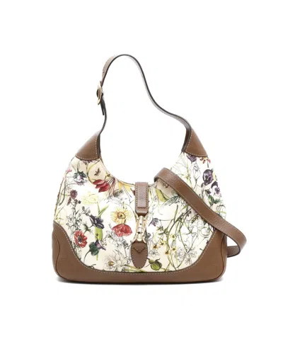Gucci New Jackie Floral Bag In Brown