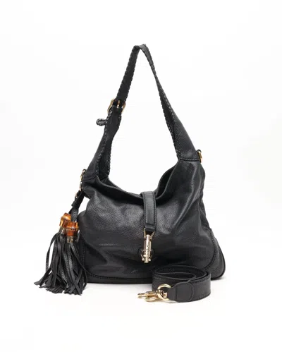 Gucci New Jackie Tassel Bamboo Bag In Black