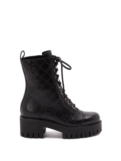 Gucci `new Marmont` Ankle Boots In Black