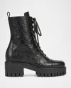 Gucci New Marmont Gg Interlock Leather Combat Boots In Animal Print