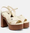 Gucci New Marmont Gg Leather Platform Sandals In Neutral