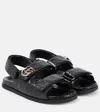 Gucci Nappa Leather Open Toe Flat Sole Sandals In Black