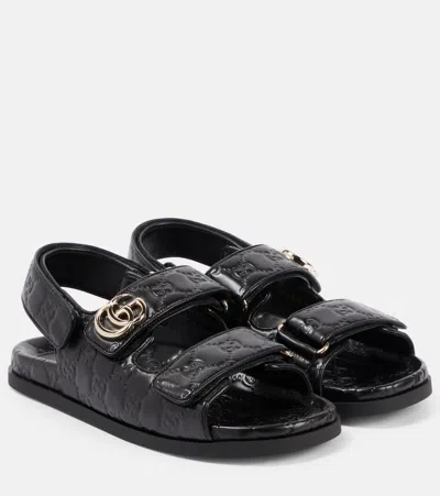Gucci New Marmont Gg Leather Sandals In Black
