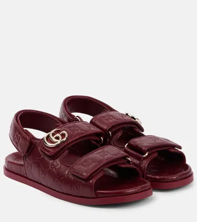 Gucci New Marmont Gg Leather Sandals In Burgundy