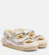 Gucci New Marmont Gg Leather Sandals In Silver
