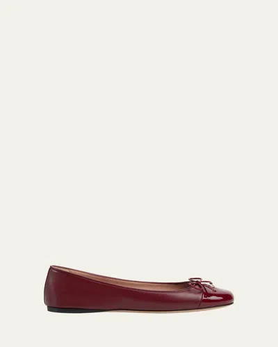 Gucci New Marmont Gg Nappa Leather Ballerina Flats In Burgundy