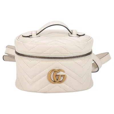 Pre-owned Gucci New Mini Cream Marmont Backpack In White