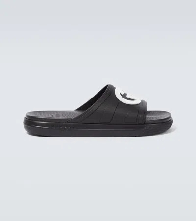 Gucci Black Interlocking G Slides