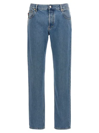 Gucci Web-stripe Tapered Jeans In Clear Blue