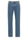 Gucci Web-stripe Tapered Jeans In Light Blue