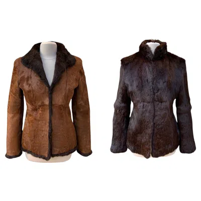Pre-owned Gucci New Tom Ford For  1999 Collection 2 In 1 Reversible Brown Fur Jacket It. 42