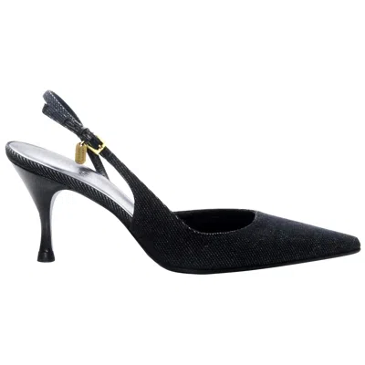 Pre-owned Gucci New Tom Ford For  Cruise 2003 Black Slingback Heels Pumps Sz 36.5
