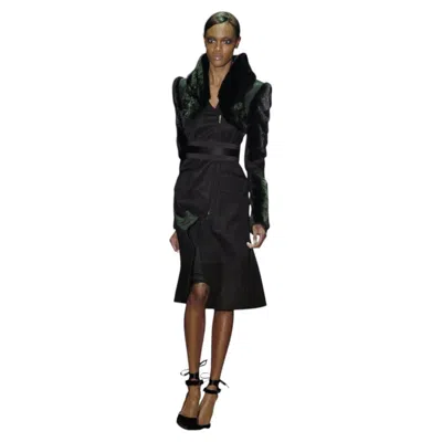 Pre-owned Gucci New Tom Ford For  Mink Python Velvet 2004 Final Collection Heels Sz 9.5 In Black
