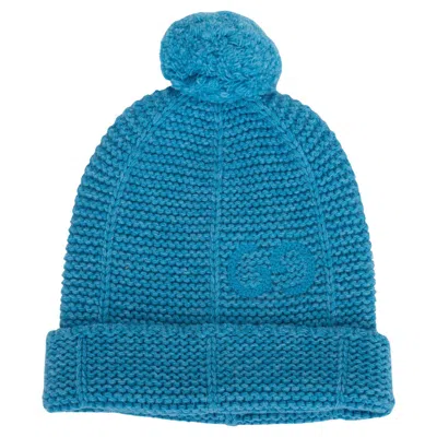 Pre-owned Gucci New Tuquoise Wool Beanie Large In Blue