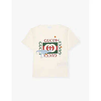 Gucci Kids' New White/mc Branded-print Cotton-jersey T-shirt 4-10