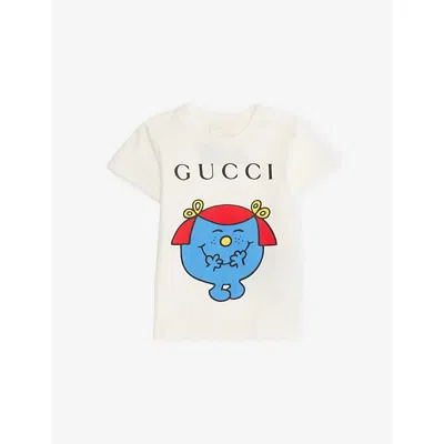 Gucci Kids' New White/mc Miss Giggles Graphic-print Cotton T-shirt 6-36