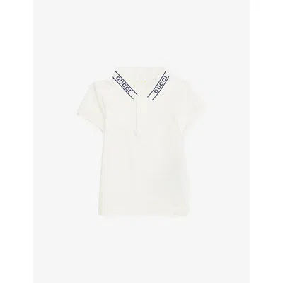 Gucci Babies' Logo-collar Cotton Polo Shirt 6- In White