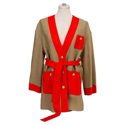 Pre-owned Gucci New With Tag Belted Jacket 40 In Red