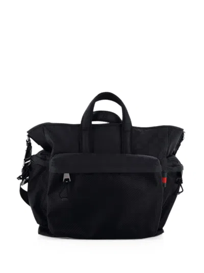 Pre-owned Gucci Nexus Convertible Gg Nylon Large Tote Bag In Black