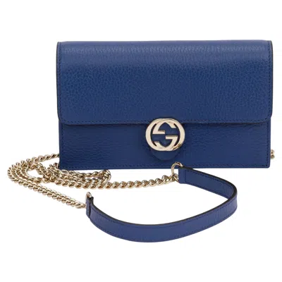 Pre-owned Gucci Nib Blue Letaher Cross Body Bag