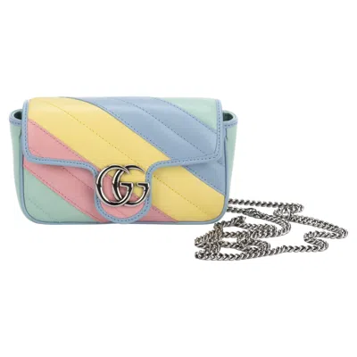 Pre-owned Gucci Nib Lim. Ed. Rainbow Marmont Bag In Sand