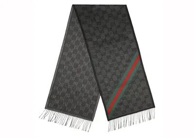 Pre-owned Gucci Nikky Scarf In Lead/dark Green