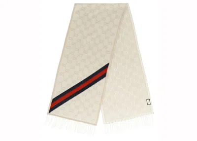Pre-owned Gucci Nikky Wool Scarf In Sand/blue