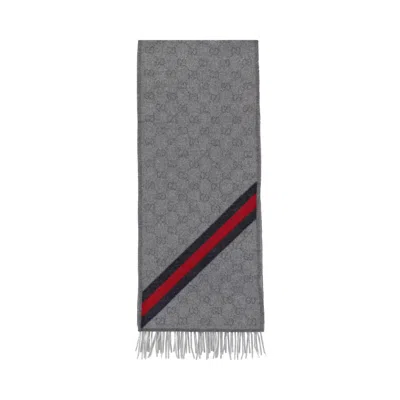 Pre-owned Gucci Nikky Wool Scarf 'zinc/blue' | Women's Size Onesize