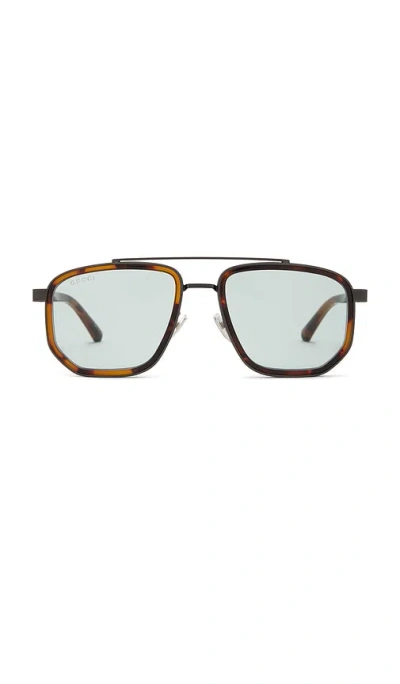 Gucci Noble Tip Rectangular Sunglasses In Brown