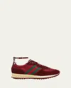 Gucci Re-motion Leather-trimmed Suede Sneakers In Red