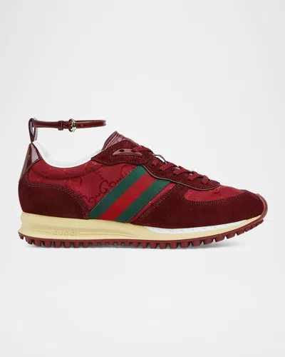 GUCCI SUEDE RE-MOTION ANKLE STRAP SNEAKERS
