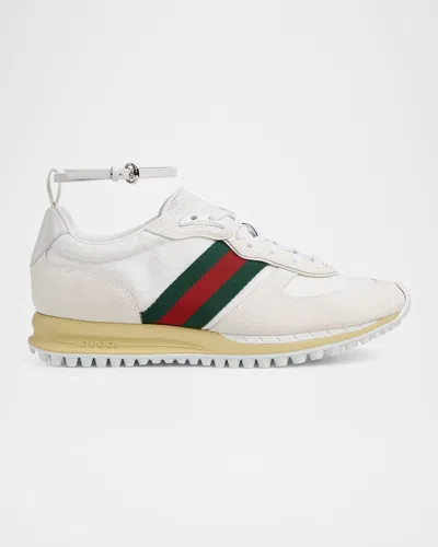 GUCCI SUEDE RE-MOTION ANKLE STRAP SNEAKERS