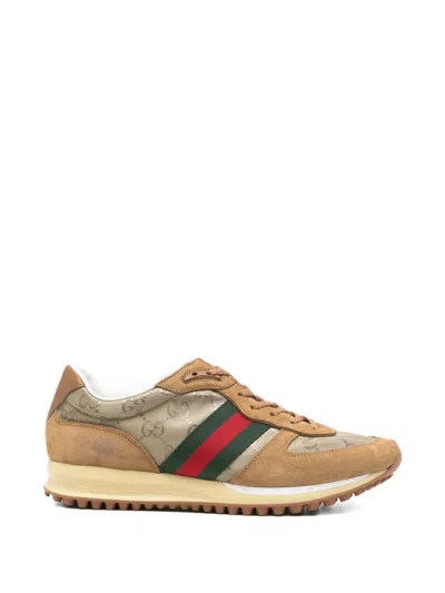 Pre-owned Gucci Nora Panelled Sneakers In Brown